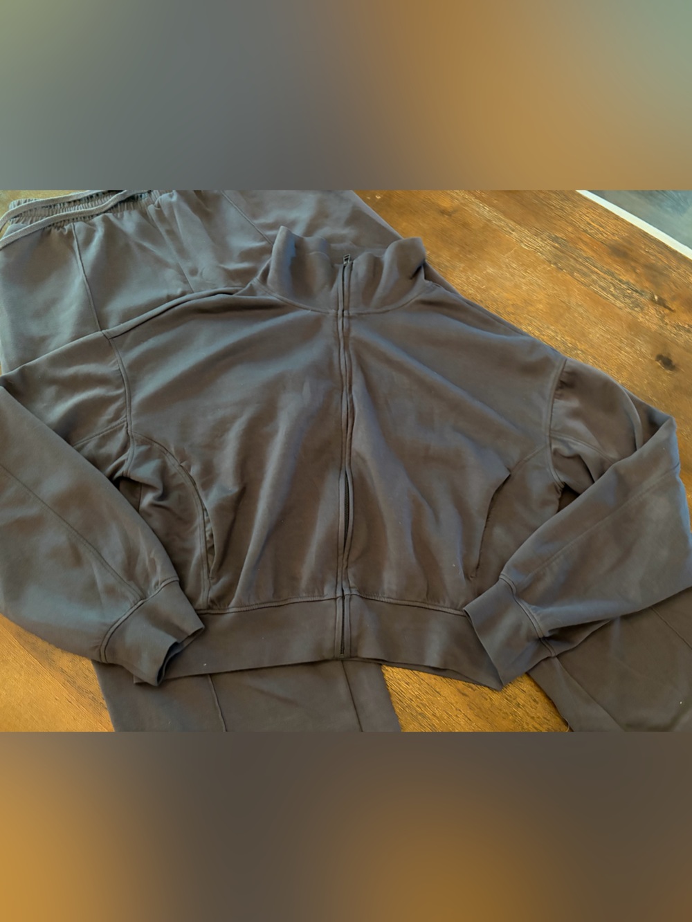 H&M Slate gray Bomber-Style Zip Jacket casual pants athletic travel suit set